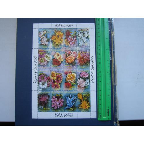Блок 16 марок Лівія 1983 флора квіти MNH КЦ 7 $ підм'яті куточки