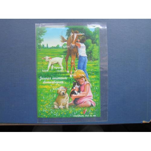 Блок 4 марки Франція 2006 фауна собака кіт кінь ягня MNH КЦ 6 $