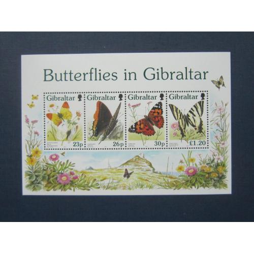 Блок 4 марки Гибралтар Британский 1997 фауна насекомые бабочки MNH