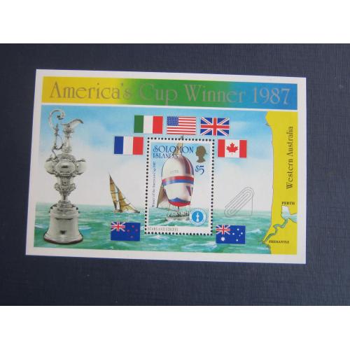 Блок марка Соломоновы острова Британские 1987 парусный спорт регата корабль яхта MNH КЦ 8.5 $
