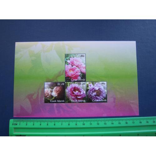 Блок 4 марки Острови Кука 2011 флора квіти MNH КЦ 9.5 $