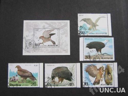 блок+5 марок Корея 1992 птицы
