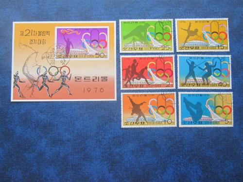 Блок + 6 марок Корея Северная 1976 спорт олимпиада виды спорта гаш