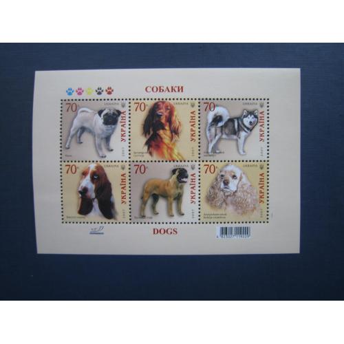 Блок 6 марок Україна 2007 фауна собаки породи MNH