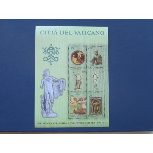 Блок 6 марок Ватикан 1983 искусство антиквариат скульптура живопись икона MNH №3