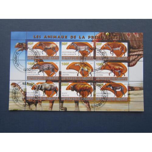 Блок 9 марок Джибути 2011 фауна вымершие животные гаш №1