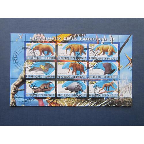 Блок 9 марок Джибути 2011 фауна вымершие животные гаш №3