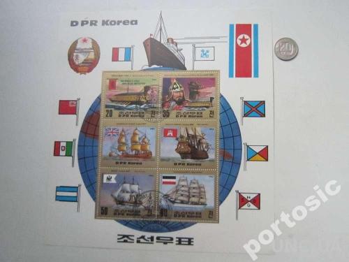 блок Корея 1983 корабли большой 225 на 210 мм
