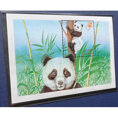 Блок марка Бутан 1997 фауна медведи большая панда MNH