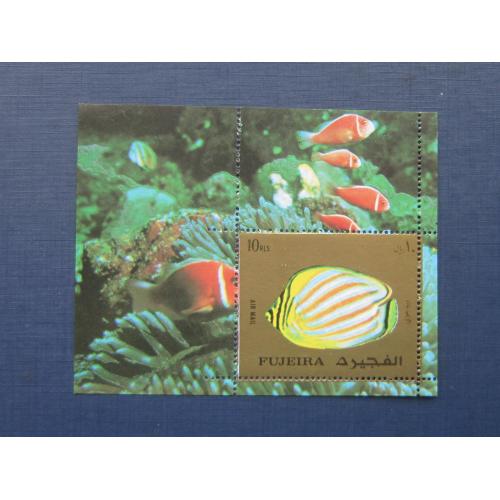 Блок марка Фуджейра ОАЭ 1972 фауна тропические рыбы MNH КЦ 5.5 $