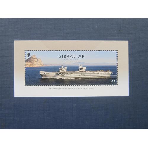 Блок марка Гибралтар Великобритания 2018 транспорт корабль авианосец Королева Елизавета MNH