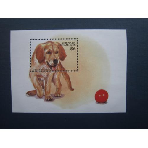 Блок марка Гренада Гренадіни 1997 фауна собака порода золотий лабрадор MNH КЦ 7 $