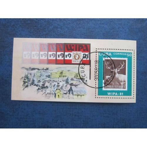 Блок марка Куба 1981 фауна олень марка на марке гаш