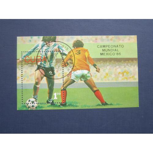 Блок марка Куба 1986 спорт футбол чемпионат Мира гаш КЦ 4.4 $