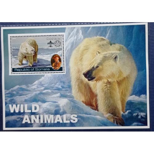 Блок марка Сомали 2002 фауна медведь белый MNH