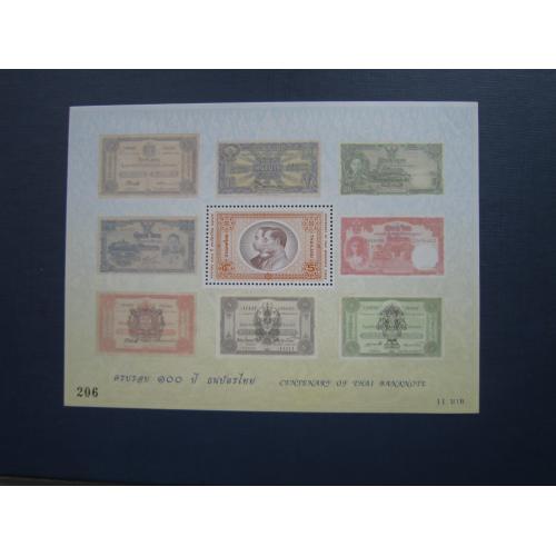 Блок марка Таиланд 2002 банкноты на марках MNH КЦ 3 $
