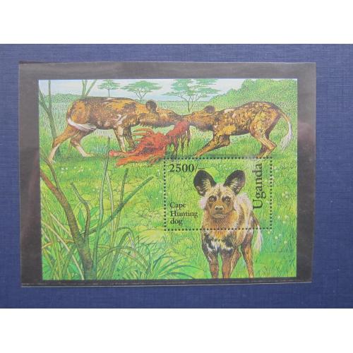 Блок марка Уганда 1993 фауна гиеновидная собака MNH КЦ 13 $