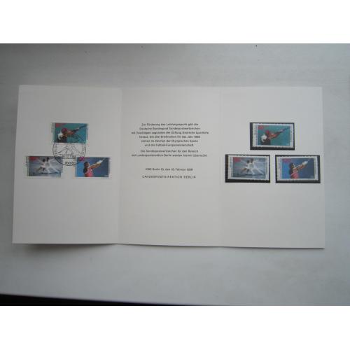 Буклет 2 серії 6 марок Німеччина Західний Берлін 1988 спорт олімпіада спецгасіння та MNH КЦ 12 $