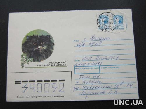 Конверт СССР 1990 Персидская черепаховая кошка 