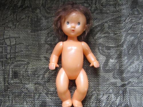 Кукла голыш с ресничками и волосами пластмасса СССР 30 см