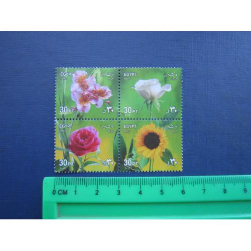 Квартблок 4 марки Єгипет 2003 флора квіти MNH
