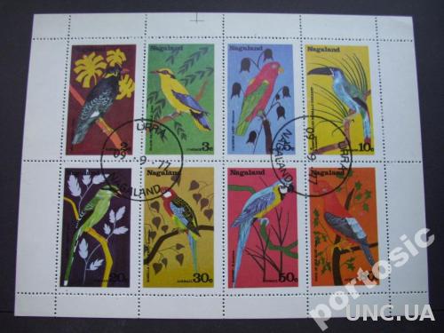 м/лист 8 марок Нагалэнд 1977 фауна птицы
