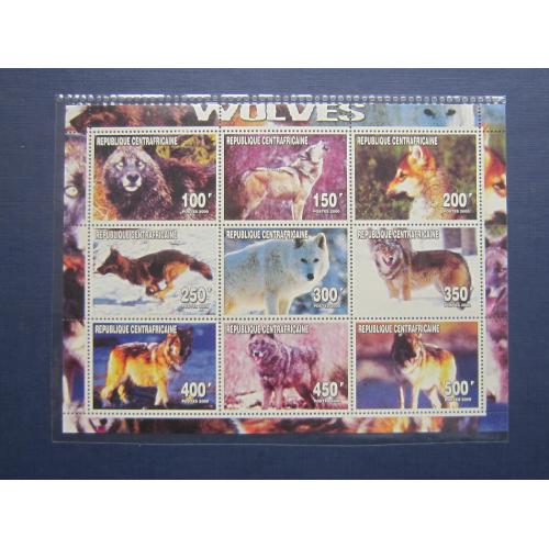 Малый лист 12 марок Центральноафриканская Республика 2000 фауна волк волки MNH КЦ 13 $