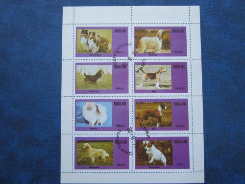Малый лист 8 марок Нагаленд 1973 фауна собаки породы собак гаш
