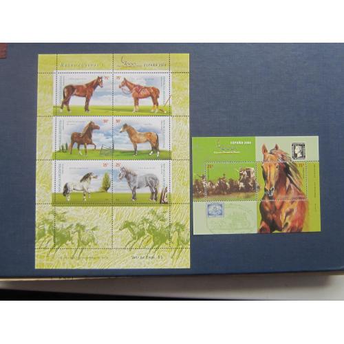Малый лист + Блок 8 марок Аргентина 2000 фауна лошади кони MNH КЦ 12 $