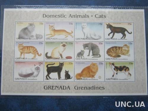 Малый Лист Гренада и Гренадины 1995 коты кошки MNH

