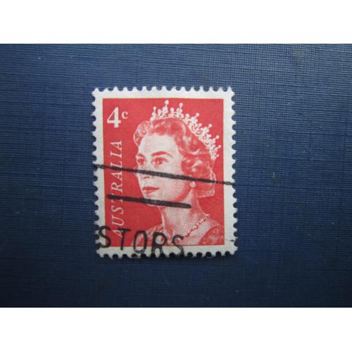 Марка Австралия 1966 стандарт Королева Елизавета II 4 цента гаш