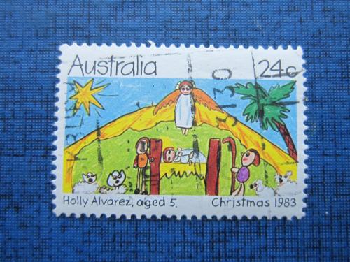Марка Австралия 1983 искусство живопись икона Рождество детский рисунок гаш