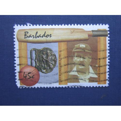 Марка Барбадос 1988 спорт крикет 45 центов гаш КЦ 3 $