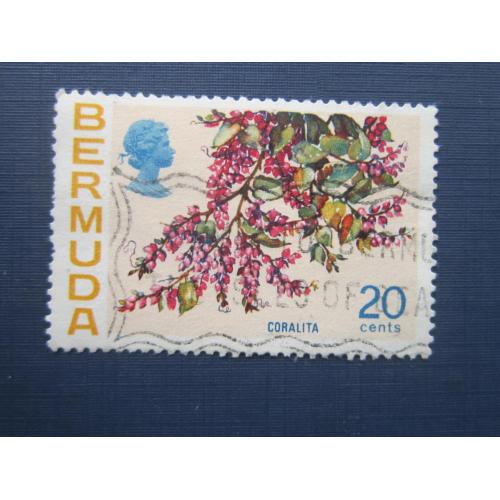 Марка Бермуда Бермудские острова 1975 флора цветы коралита гаш КЦ 3.5 $