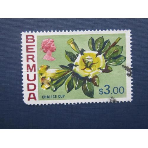 Марка Бермудские острова Бермуда Британская 1975 флора цветы 3 доллара гаш КЦ 11 $