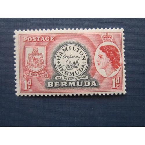 Марка Бермудские острова Бермуда Британские 1953 первая почтовая марка 1 пенни MNH