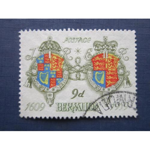 Марка Бермудские острова Бермуда Британские 1959 гербы 9 пенсов гаш