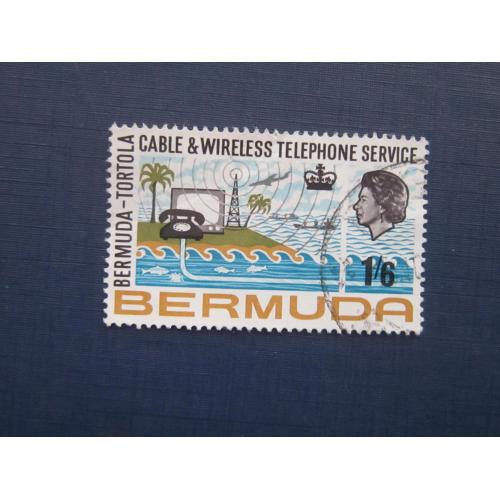 Марка Бермудские острова Бермуды 1967 транспорт связь телефон 1 шиллинг 6 пенсов гаш