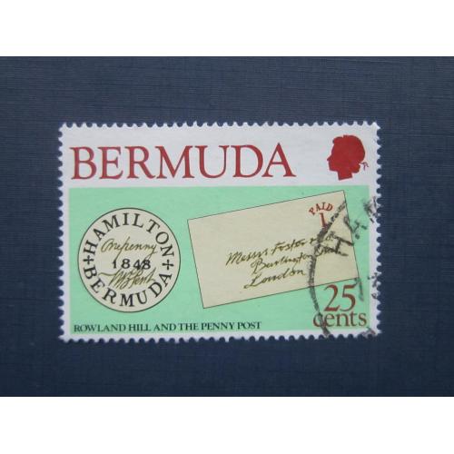 Марка Бермудские острова Бермуды 1980 первые марки 25 центов гаш