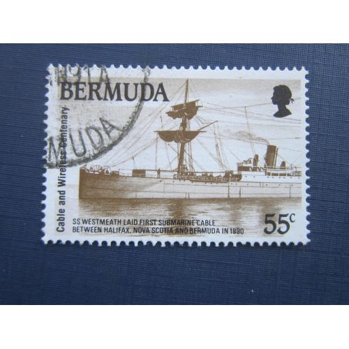 Марка Бермудские острова Британские Бермуда 1990 транспорт корабль пароход 55 центов гаш КЦ 2 $
