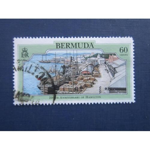 Марка Бермудские острова Британские Бермуда 1993 транспорт корабль порт Гамильтон 60 цент гаш КЦ 2 $