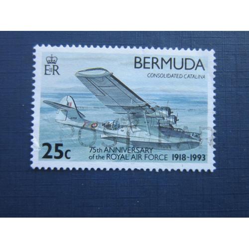 Марка Бермудские острова Британские Бермуда 1993 транспорт самолёт военный 25 центов гаш