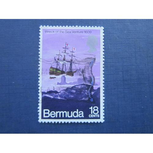 Марка Бермудские острова Британские Бермуды 1971 транспорт корабль парусник 18 центов гаш КЦ 2 $