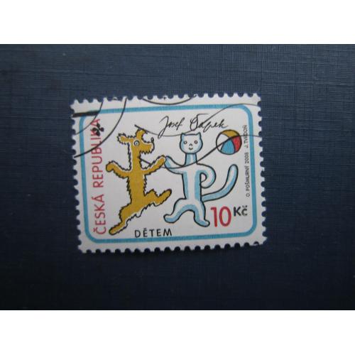 Марка Чехія фауна собака та кіт дитинство мультфільм гаш