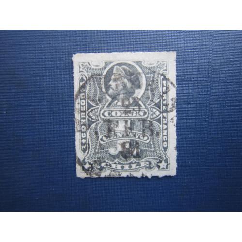 Марка Чили 1877 стандарт Колумб 1 сентаво гаш КЦ 1.25 $