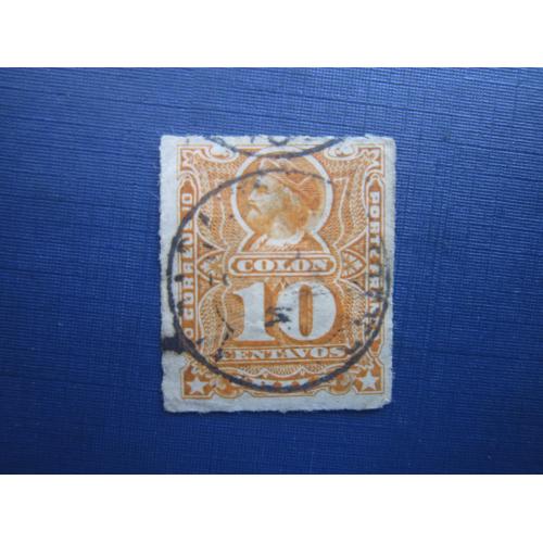 Марка Чили 1883 стандарт Колумб 10 сентаво гаш