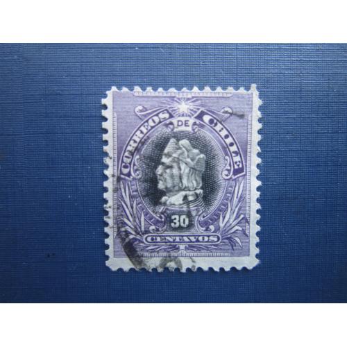 Марка Чили 1901 стандарт Колумб 30 сентаво гаш КЦ 1.25 $