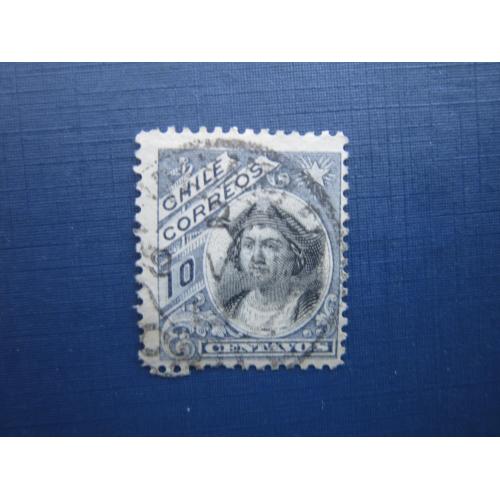 Марка Чили 1905 стандарт Колумб 10 сентаво гаш
