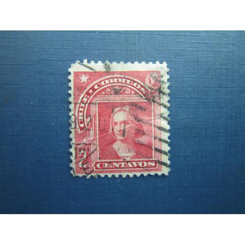 Марка Чили 1905 стандарт Колумб 2 сентаво гаш