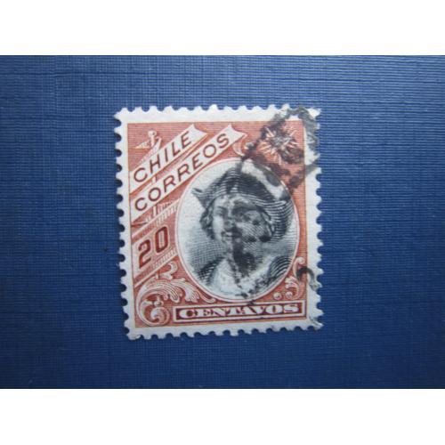 Марка Чили 1905 стандарт Колумб 20 сентаво гаш